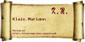 Klain Mariann névjegykártya